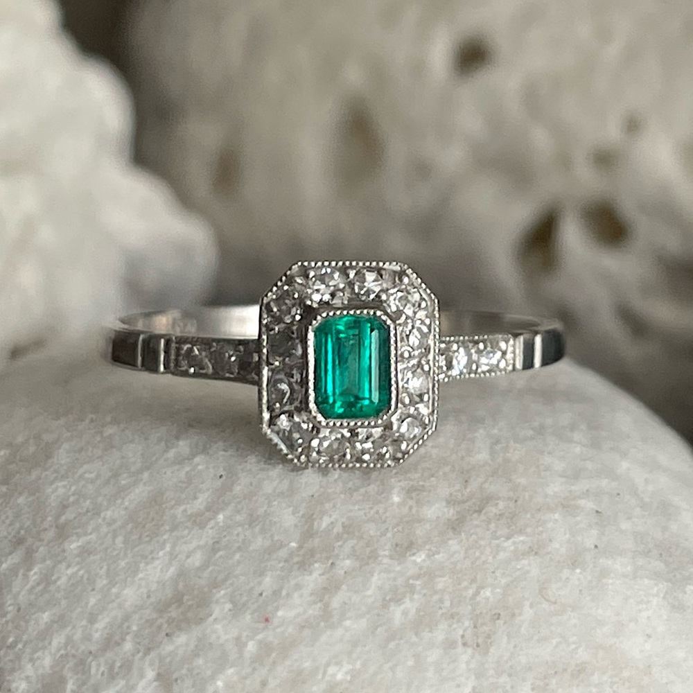 Emerald Halo Ring